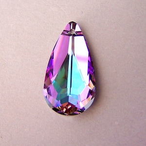 Vitrail Light Swarovski crystal pendant, 24mm teardrop, lavender and pink pendant, 6100, qty 1