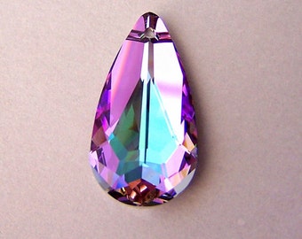 Vitrail Light Swarovski crystal pendant, 24mm teardrop, lavender and pink pendant, 6100, qty 1