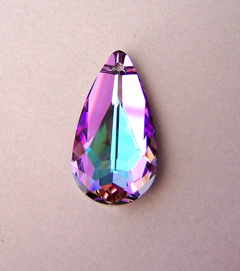 Vitrail Light Swarovski crystal pendant, 24mm teardrop, lavender and pink pendant, 6100, qty 1 image 1