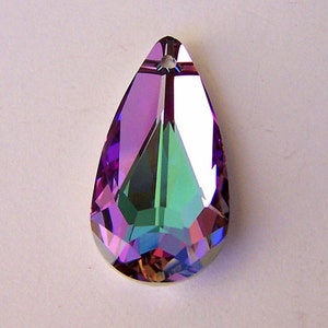 Vitrail Light Swarovski crystal pendant, 24mm teardrop, lavender and pink pendant, 6100, qty 1 image 3