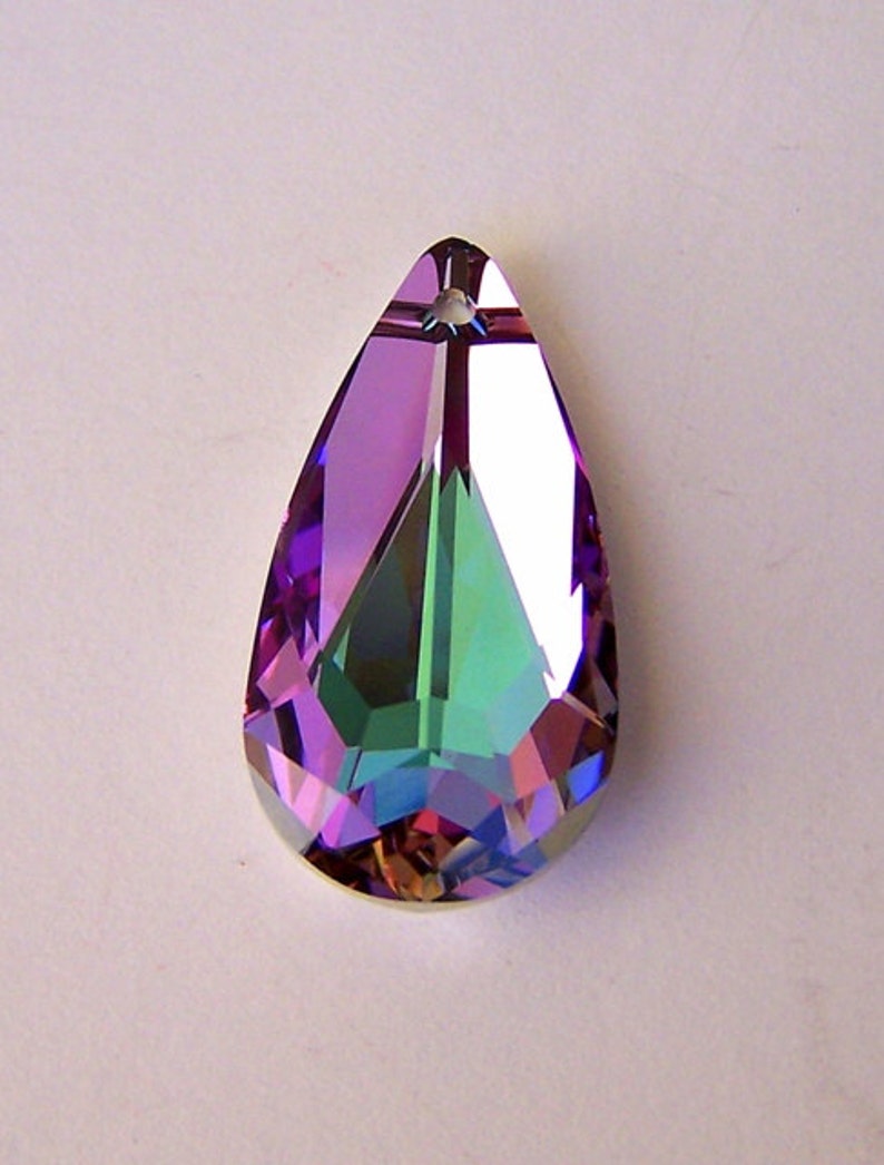 Vitrail Light Swarovski crystal pendant, 24mm teardrop, lavender and pink pendant, 6100, qty 1 image 3