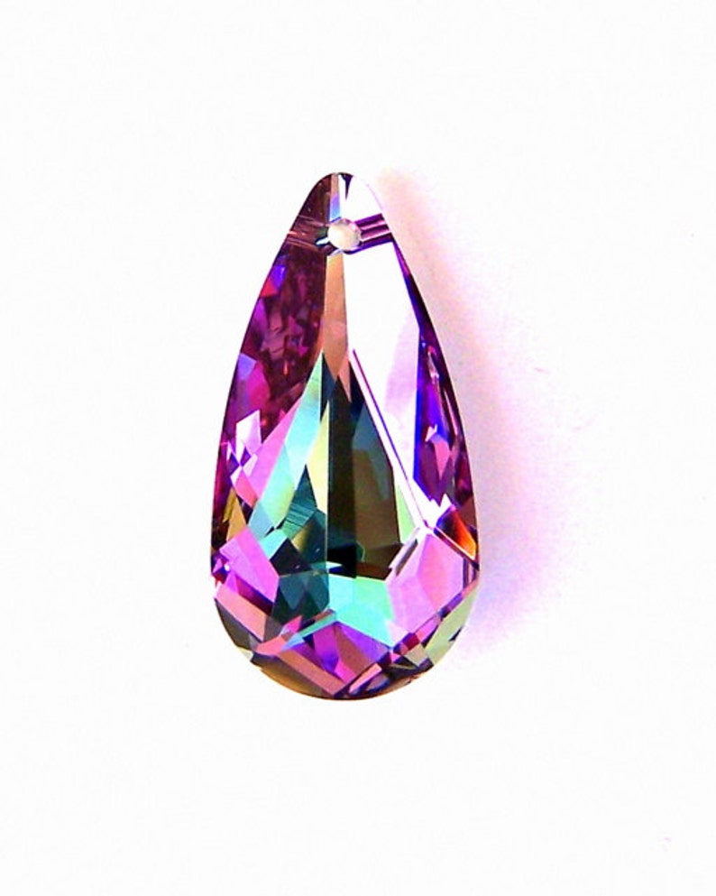 Vitrail Light Swarovski crystal pendant, 24mm teardrop, lavender and pink pendant, 6100, qty 1 image 2