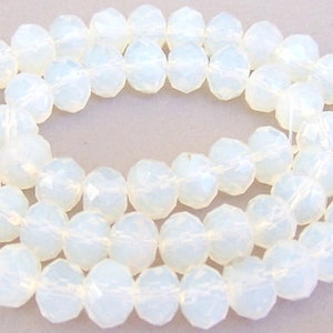 16 opalite crystal beads, 10mm Chinese crystal rondelles, translucent white opal image 1