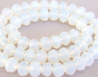 16 opalite crystal beads, 10mm Chinese crystal rondelles, translucent white opal