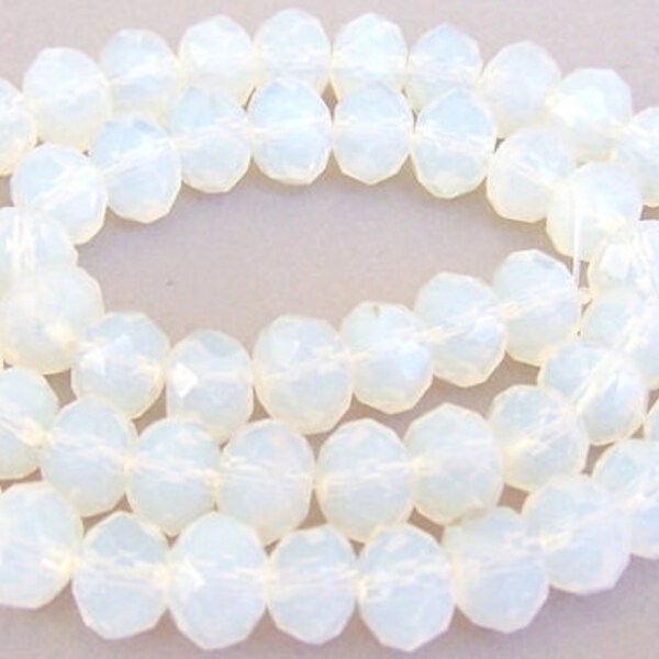 16 opalite crystal beads, 10mm Chinese crystal rondelles, translucent white opal