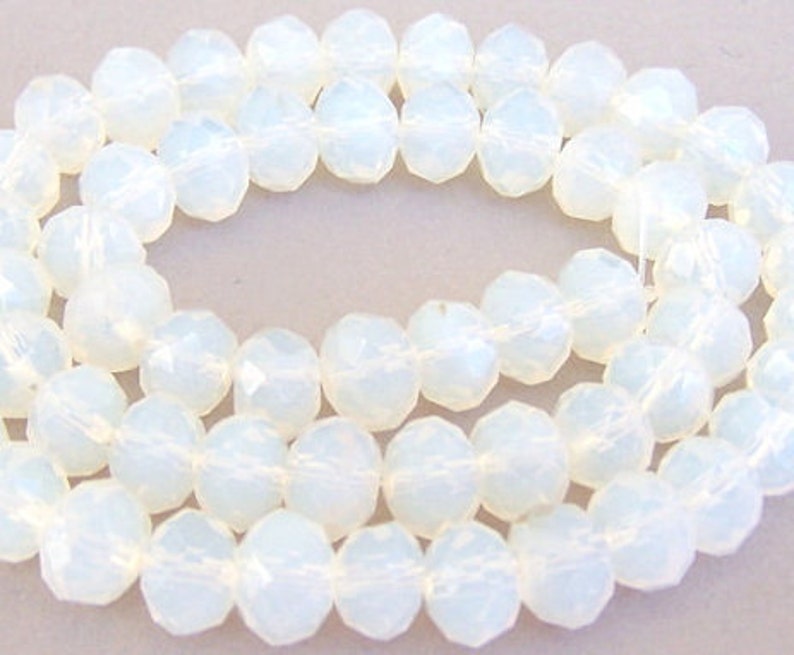 16 opalite crystal beads, 10mm Chinese crystal rondelles, translucent white opal image 1