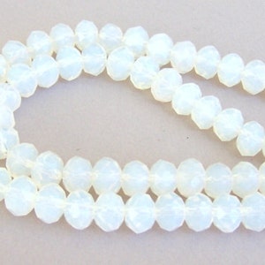 16 opalite crystal beads, 10mm Chinese crystal rondelles, translucent white opal image 2