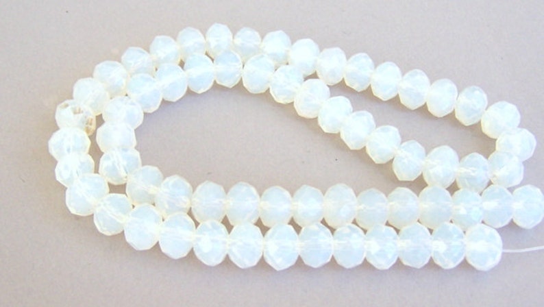 16 opalite crystal beads, 10mm Chinese crystal rondelles, translucent white opal image 2