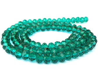 32 light emerald 6mm crystal beads, green Chinese crystal rondelles, holiday Christmas beads