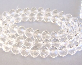 22 clear crystal 8mm rondelle beads, 8mm clear Chinese crystal faceted rondelles