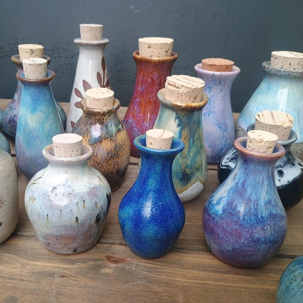 Small Decorative Pottery Jar, Small Pink, Purple, Blue Jar, Handmade Small Jar, Handmade Decorative Vase