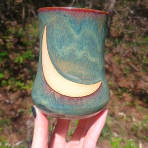 Moon Pottery Tumbler, Handmade Moon Pottery Cup, Handmade Witchy Pottery, Handmade Moon Tumbler, Ceramic Moon Cup