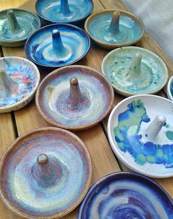 Handmade Ceramic Ring Dish, Small Pottery Jewelry Holder, Ring Holder Dish