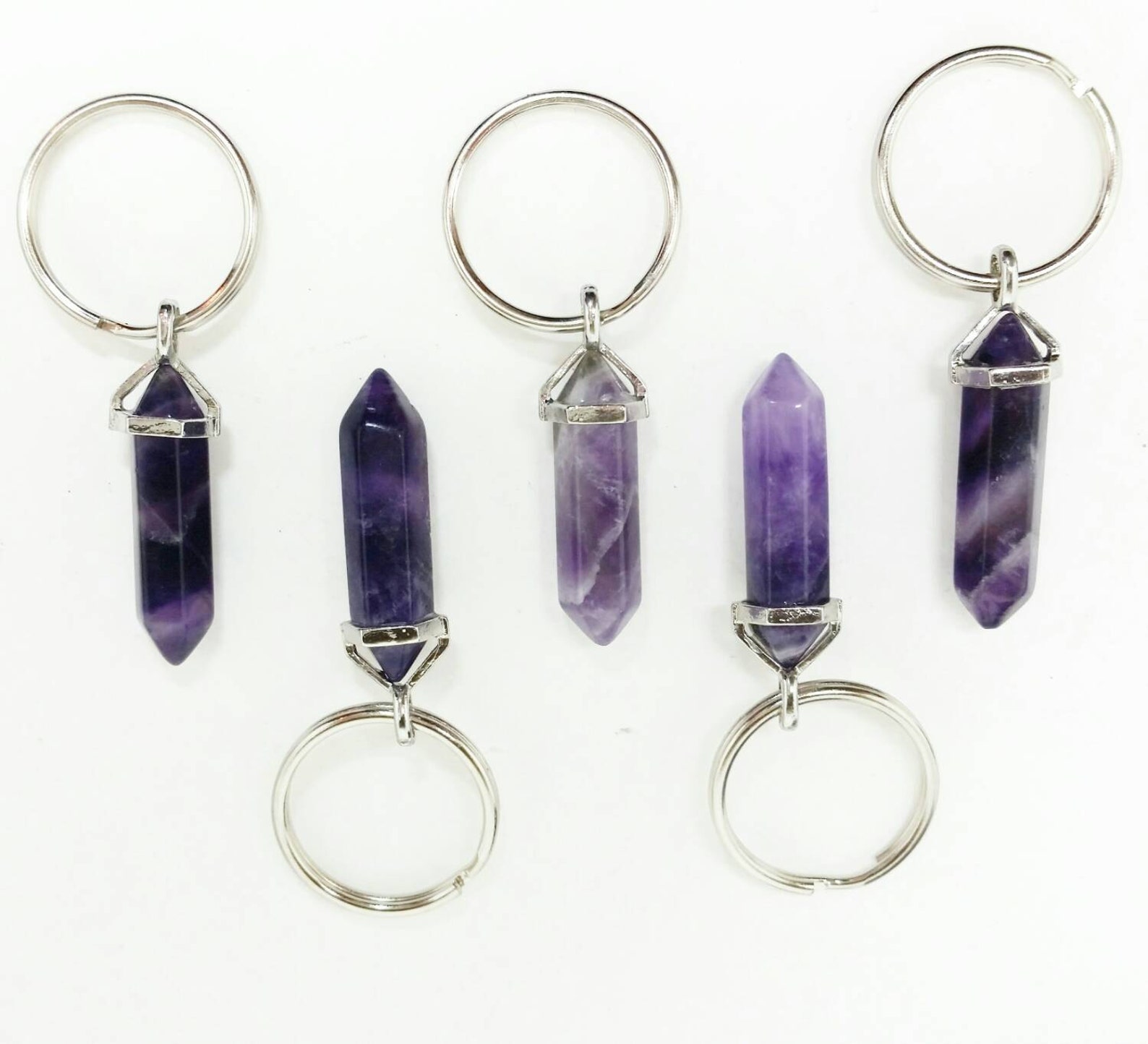 Crystal Keychain Amethyst Keychain Gemstone Keychain Crystal Etsy
