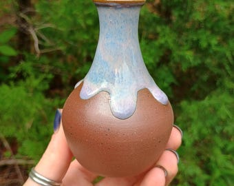 Tiny Handmade Pottery Jar | Purple Ceramic Bud Vase