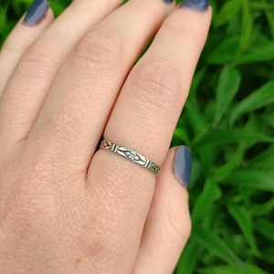 Floral Sterling Silver Stacking Ring | Handmade image 1
