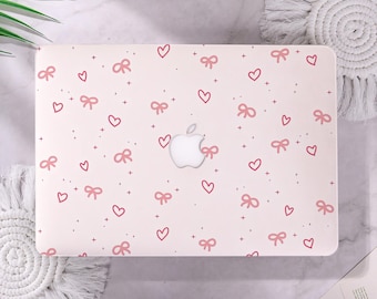 Pink Heart Bow MacBook Case for MacBook Pro 14 A3434,MacBook Air 13/15" 2025,M5 M4 M3 M2 M1,Mac Pro 14/15/16",Apple Laptop Case,Gift for Her