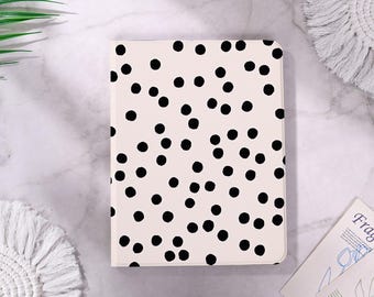 Black-White Polka Dots iPad Case for iPad Pro 2025-13/11″ iPad Pro 13/12.9/11" 2024/2022,iPad 10/9/8,Custom iPad Case with Apple Pen Holder