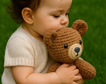 Crochet Teddy Bear PDF Pattern: Easy Velvet Yarn Amigurumi