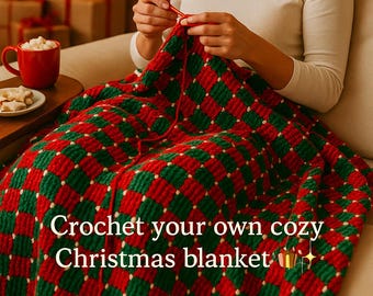 Cozy Christmas Blanket Crochet Pattern – Holiday Home Decor – Instant Download