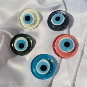 Glitter Evil Eye Magnet Set: Colorful Glass Nazar Boncugu - Home Protection