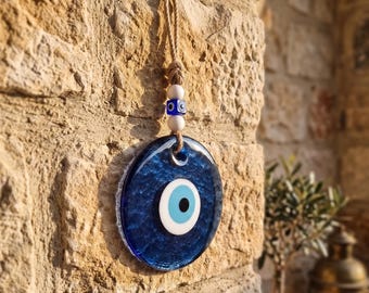 Handgemachter Glas Evil Eye Wandanhänger: Türkisch Nazar Boncuk, Hausschutz