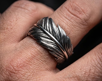 Feather Wrap Ring 925 Silver – Flow Ring – Minimal Silver Ring – Adjustable Band – Unique Gift