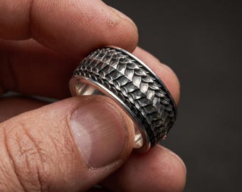 Dragon Scale Band Ring 925 Silver – Textured Silver Ring – Mens Minimal Ring – Unique Gift for Him