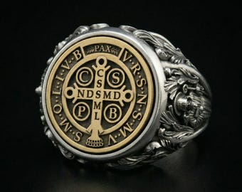 Saint Benedict Ring 925 Silver – Men's Protection Catholic Jewelry
