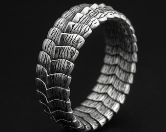 Dragon Scale Ring 925 Silver – Armor Ring – Unbreakable Ring – Mens Statement Ring – Dark Jewelry
