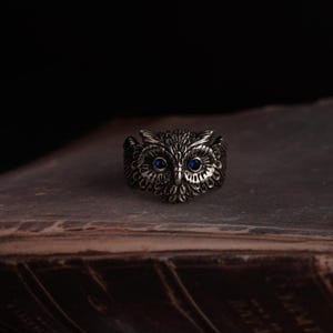 Owl Ring for Men, Handmade Sterling Silver Owl Jewelry, Symbolic Wisdom Ring, Animal Totem Ring, Mythical Bird Ring
