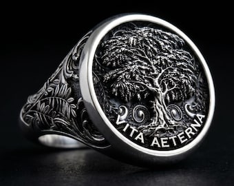 Tree of Life Ring 925 Silver – Vita Aeterna Ring – Legacy Ring – Signet Ring – Eternal Symbol Jewelry