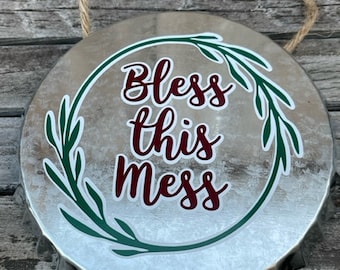 2508 Bless this Mess bottle cap ornament or wall decor