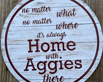 2495 Home with Aggies round wall decor door hanger