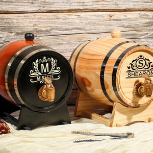 Personalized 3L Engraved Whiskey Barrel – Mini Wood Barrel Groomsmen Gift, Custom Wedding Gift for Him, Rustic Gift for Best Man