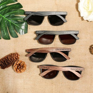 Personalized wooden groomsmen sunglasses, groomsmen gifts, bachelor party gifts, men's wedding gifts, groomsmen proposals