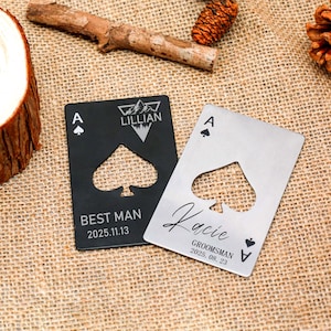 Personalized Bottle Opener, Ace of Spades Bottle Opener,Poker Gift, Black Bottle Opener, Party Favor, Casino Poker Card, Groomsman Gift