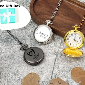 Personalized Engraved Pocket Watch Gift for the Groomsmen,Handmade Engraved Pocket Watch For Bestman Gift,Custom Wedding Pocket Watch Gifts