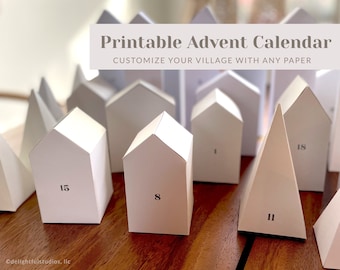 DIY Advent Calendar, Printable Advent Calendar, Neutral Advent Calendar, Minimalist Advent Calendar, Paper Advent Calendar