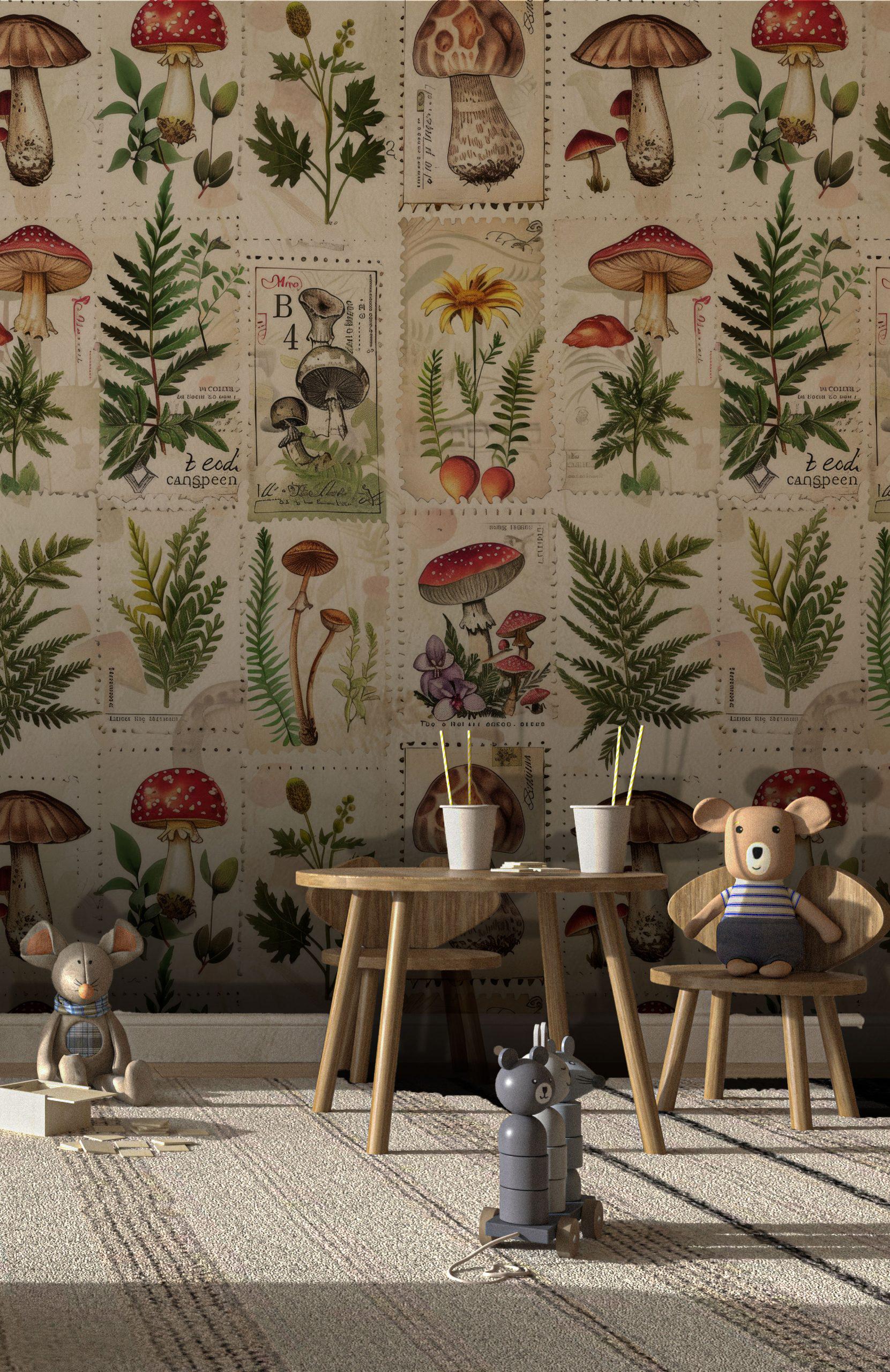 Colorful Mushroom Types Wallpaper – Vibrant Fungus Pattern Wall Mural ...