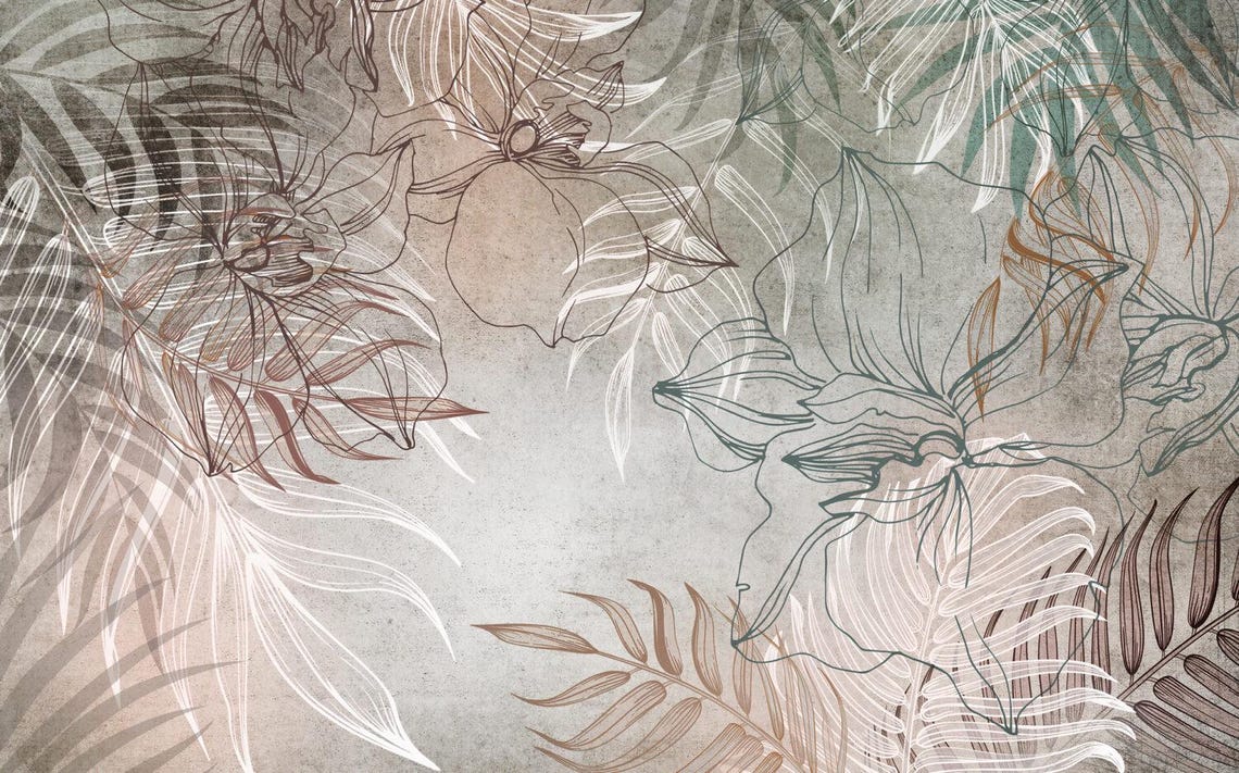 Leaves Shadow Orchids Wallpaper, Botanical Shadow Play, Elegant Floral ...