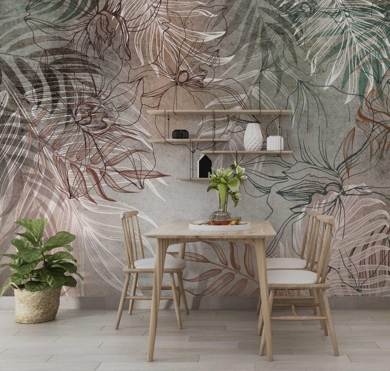 Leaves Shadow Orchids Wallpaper, Botanical Shadow Play, Elegant Floral ...