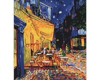 Paint by Numbers Famous Art The Night Café Van Gogh – Museum Art Reproduction – DIY Canvas Painting Set for Adults – Relaxing Hobby