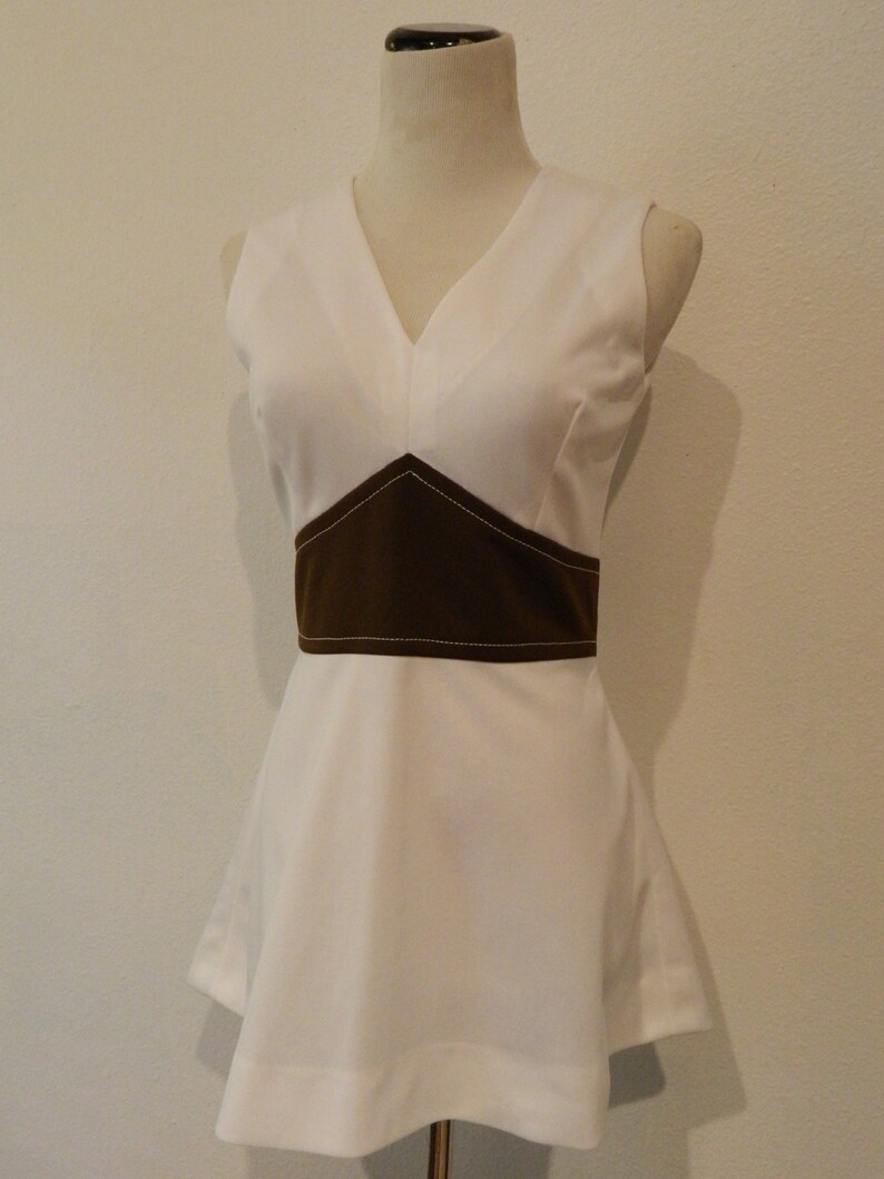 sale small white and brown PEPLUM vintage METAL zipper 60s blouse top