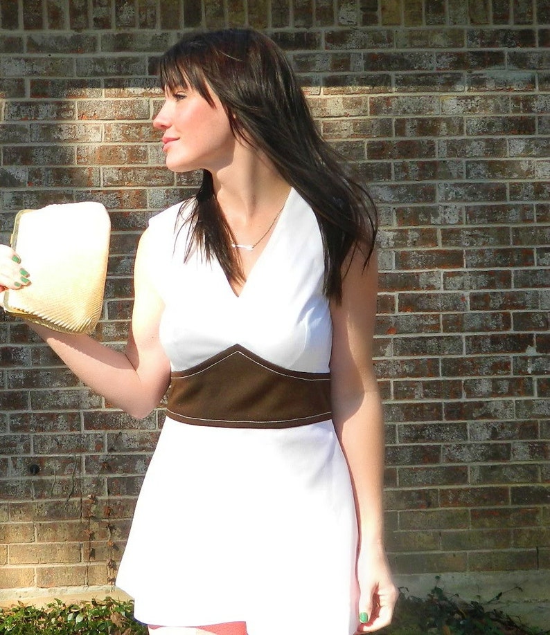 sale small white and brown PEPLUM vintage METAL zipper 60s blouse top