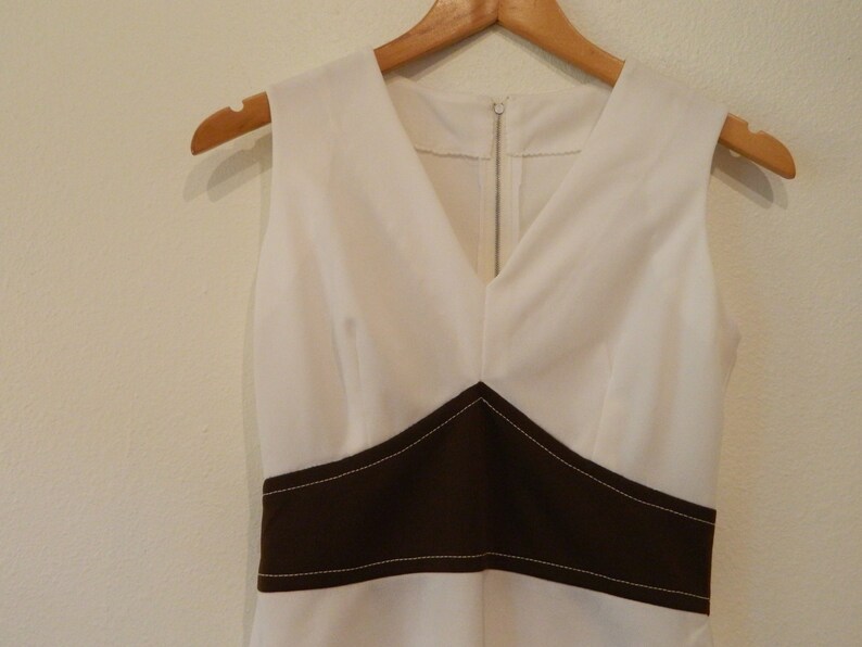 sale small white and brown PEPLUM vintage METAL zipper 60s blouse top