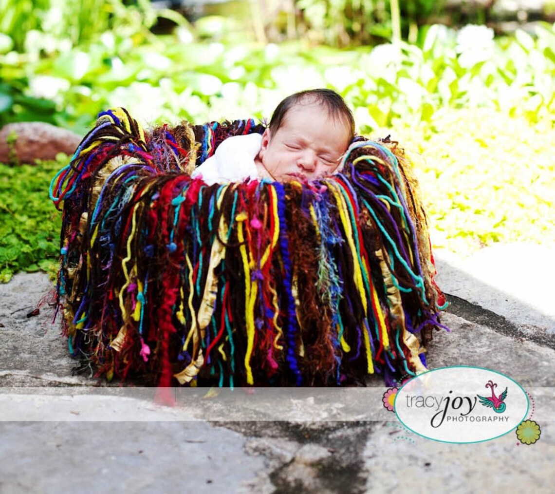 FUN Fringe Baby Blanket Photography Prop, 'chocolate Jellies' Colors