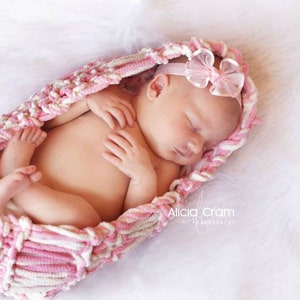 Baby Cocoon Baby Girl Photo Prop Newborn Baby Wrap Girl Prop Newborn Cocoon Pink and Ivory Off White FAUX Cocoon Pink and White