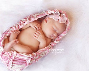 Baby Cocoon Baby Girl Photo Prop Newborn Baby Wrap Girl Prop Newborn Cocoon (Pink and Ivory Off White FAUX Cocoon)