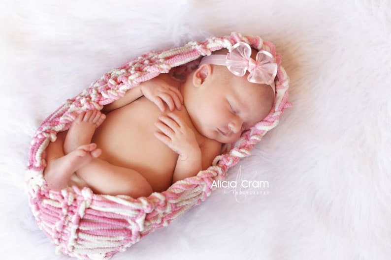 Baby Cocoon Baby Girl Photo Prop Newborn Baby Wrap Girl Prop Newborn Cocoon Pink and Ivory Off White FAUX Cocoon Pink and White